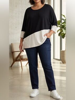 Calvin Klein Colorblock Dolman Sleeve Top - Size 3X